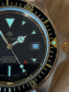 Vintage Zodiac Red Dot two-tone dive watch