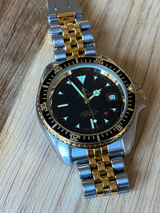 Vintage Zodiac Red Dot two-tone dive watch